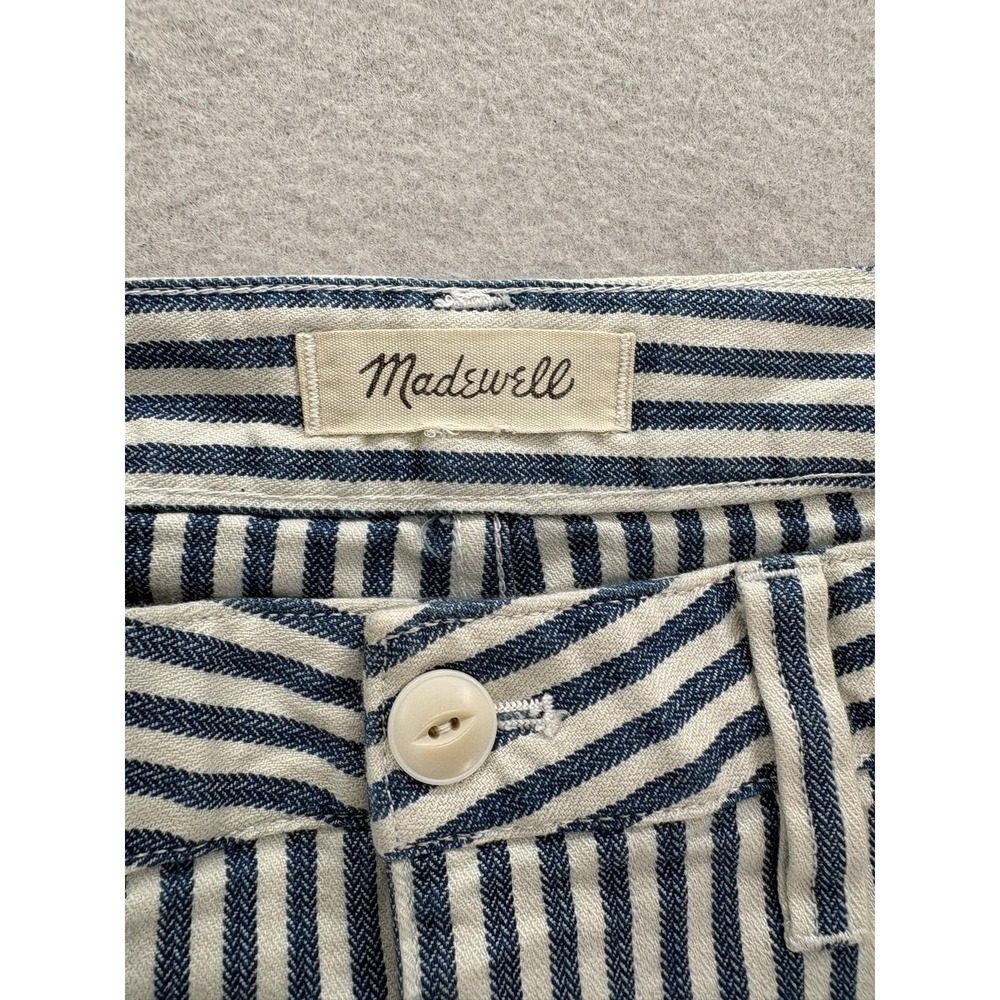 Madewell Emmett Wide-Leg Crop Pants Womens 29 Blue Striped Denim Casual Relaxed - Picture 8 of 11